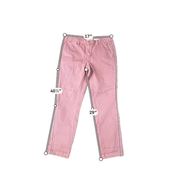 Anthropologie Pants Women’s Size 30 Pink Chino Straight Flat Front Side Stripe - Picture 6 of 11